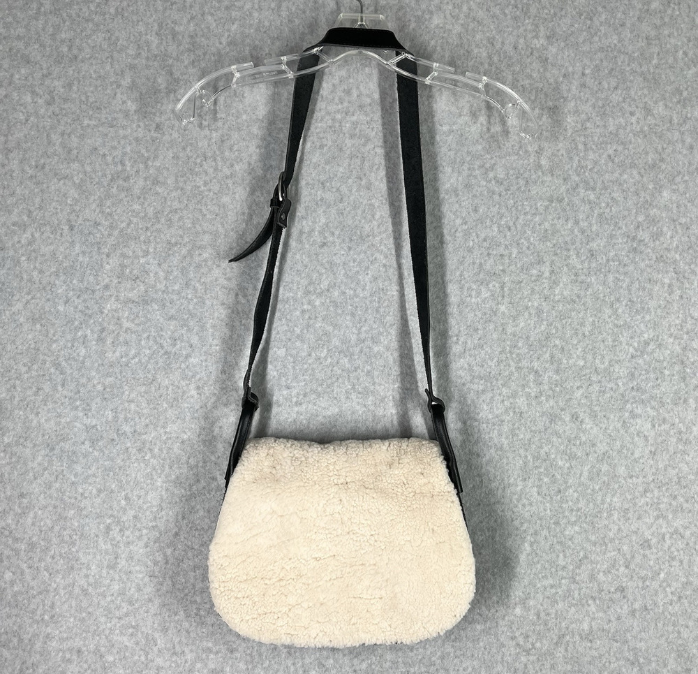 Urban Outfitters Ecote Leather Shearling Saddle Crossbody Bag NWT Black Ivory